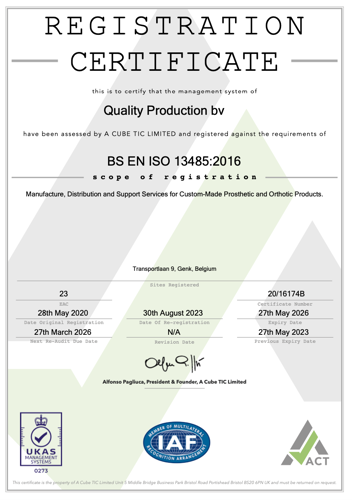 Quality Production ISO Certificaat